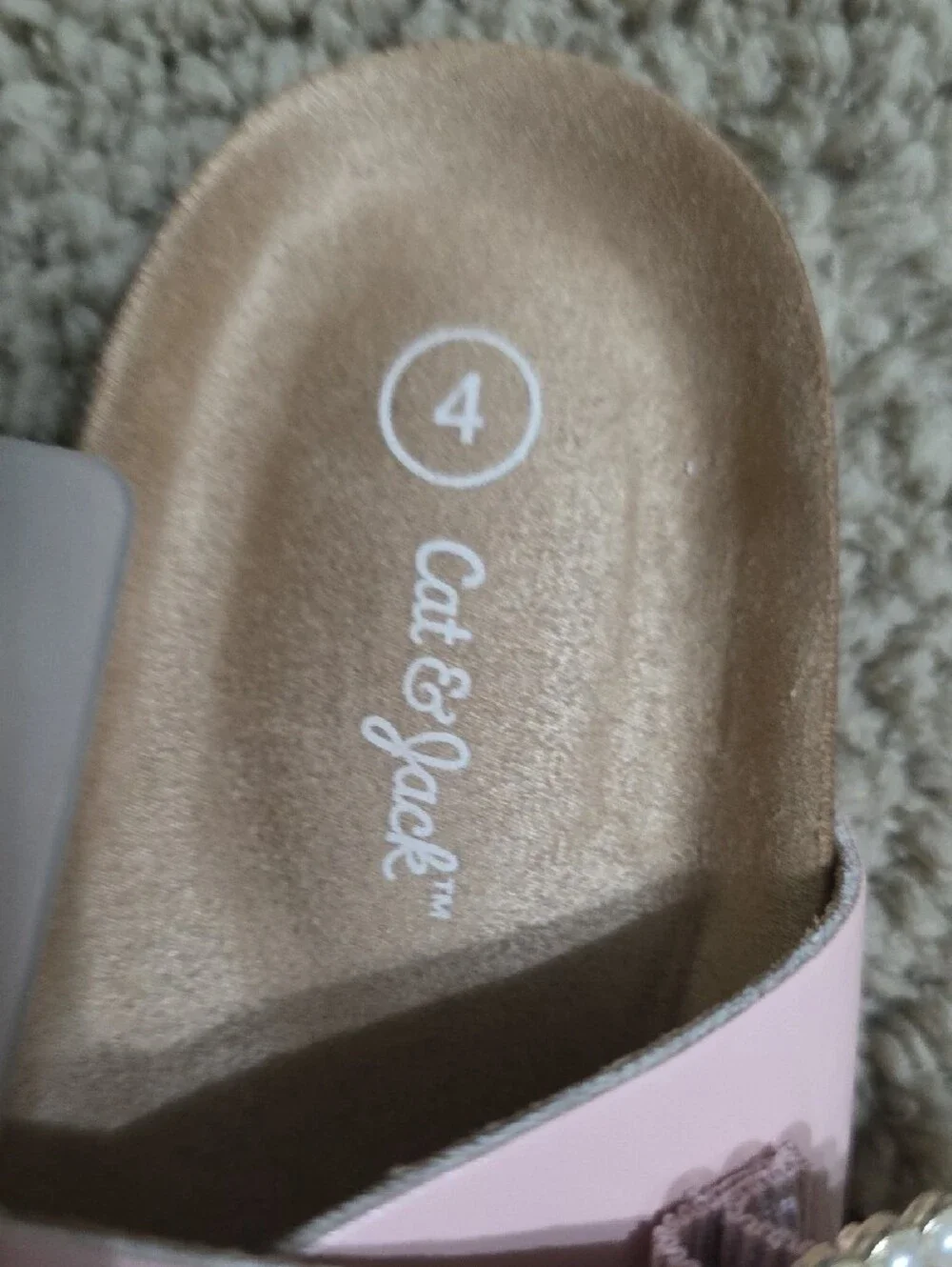 Cat & Jack Pink Pearl Buckle Slide Sandals - Girls